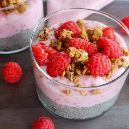 Raspberry chia seed yogurt - Golden Grace Kitchen