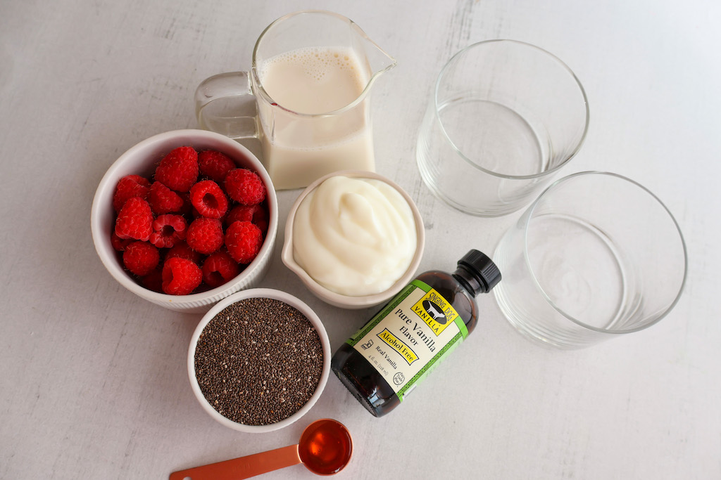 Raspberry chia seeds yogurt ingredients