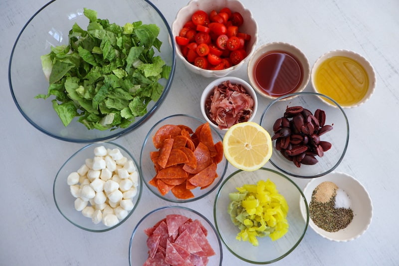 Grinder Salad ingredients