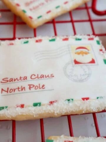 Christmas cookies on a cooling rack.