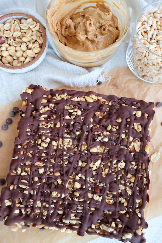 puffed rice bars with peanut butter