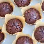 Overhead shot of chocolate protein muffins