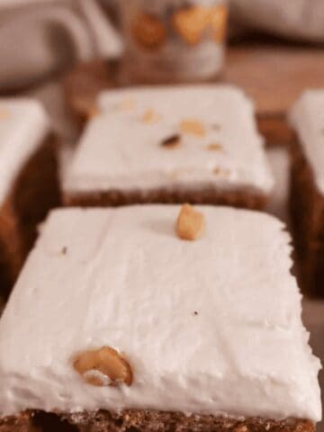 Pumpkin Carrot Cake with white frosting