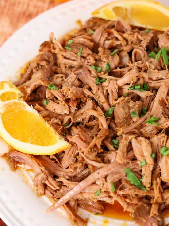 Plateful of pulled pork adobo.