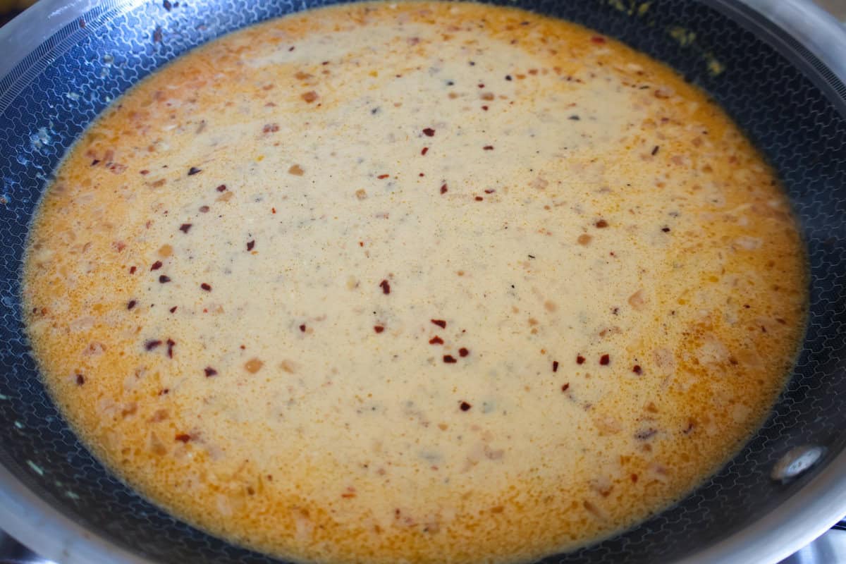Skillet with pasta sauce