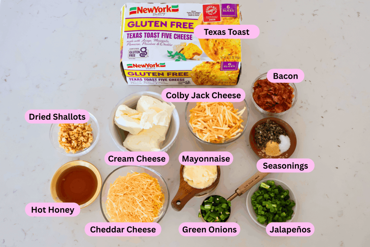 Jalapeño Popper Dip ingredients labeled.