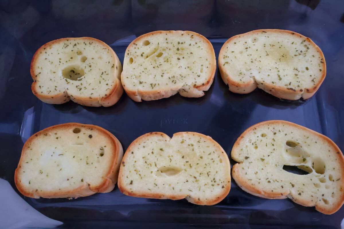 Golden toasted Texas Toast slices fresh out of the oven