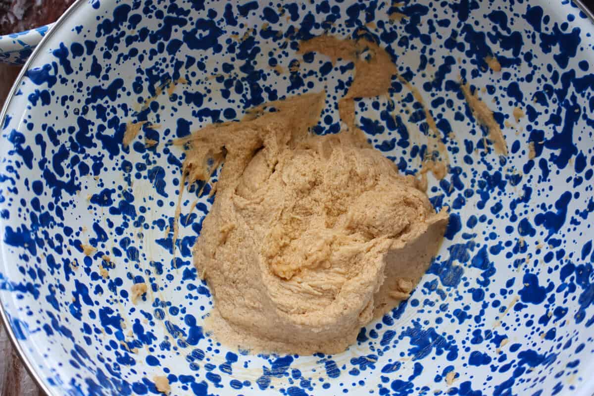 Butter, brown sugar, egg, and vanilla beaten until light and fluffy